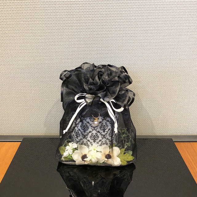 ダマスク骨壷花袋セット　4寸