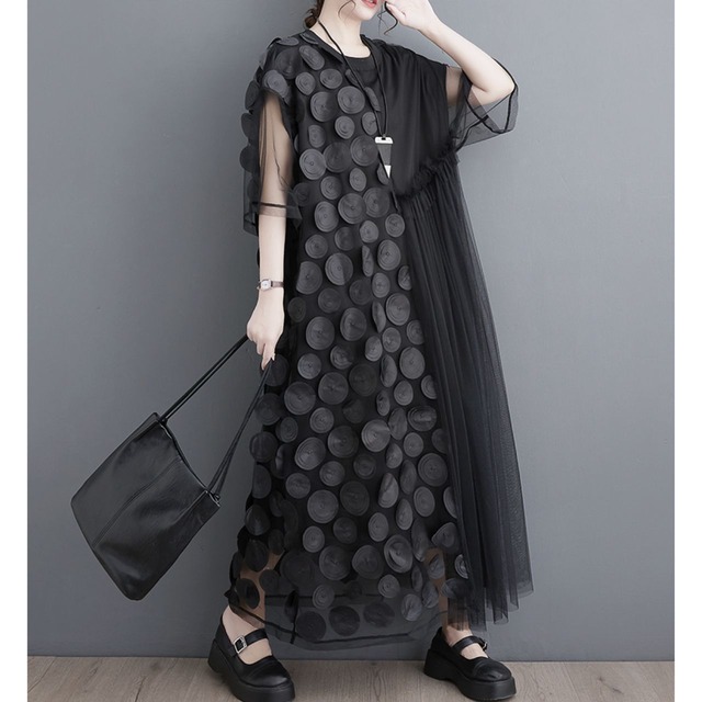Embroidered chiffon switch design dress C1134