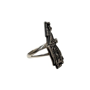 Hopi BENNETT KAGENVEMA overlay silver ring “Kachina”
