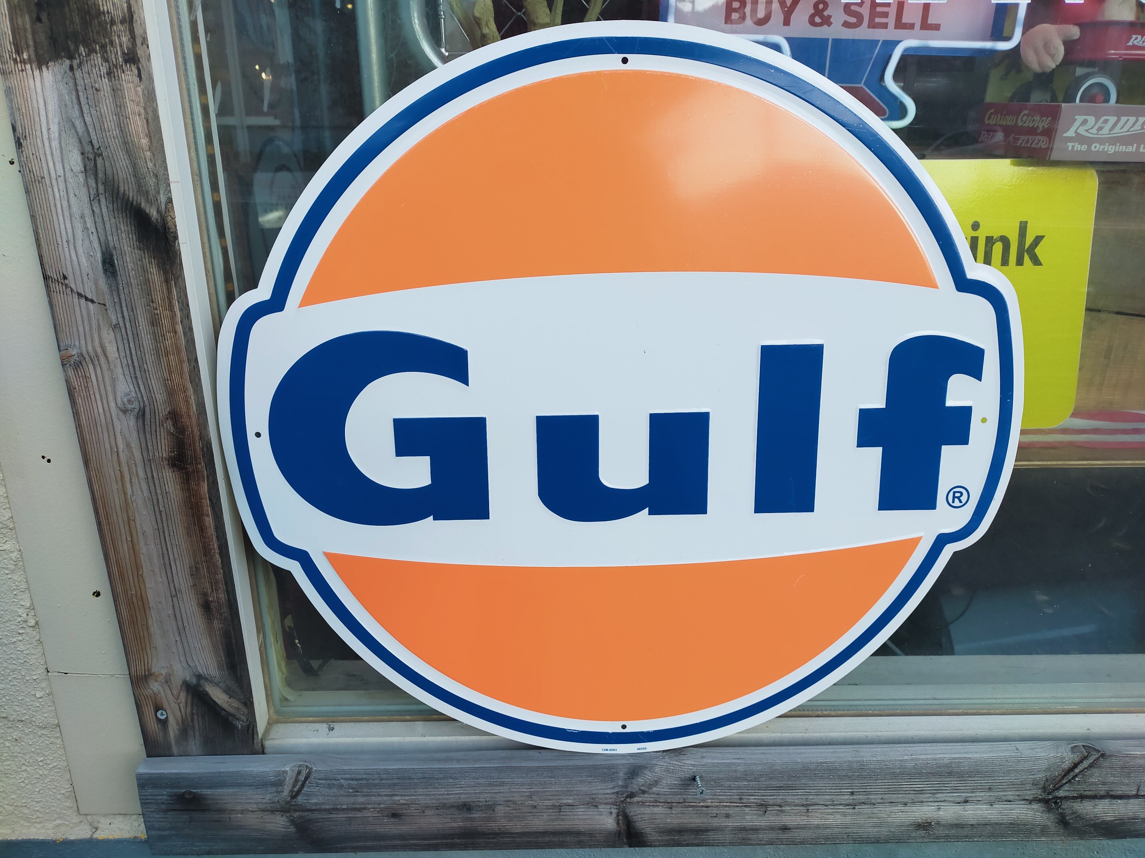 ビッグサイズ・アメリカ製 サイン◇ GULF/ガルフ◇ブリキ看板