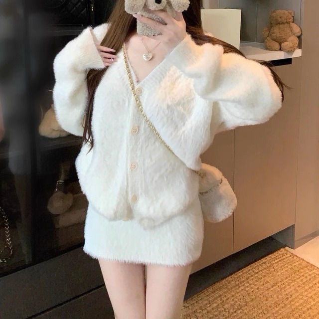 3色 ふわふわモヘアセットアップ