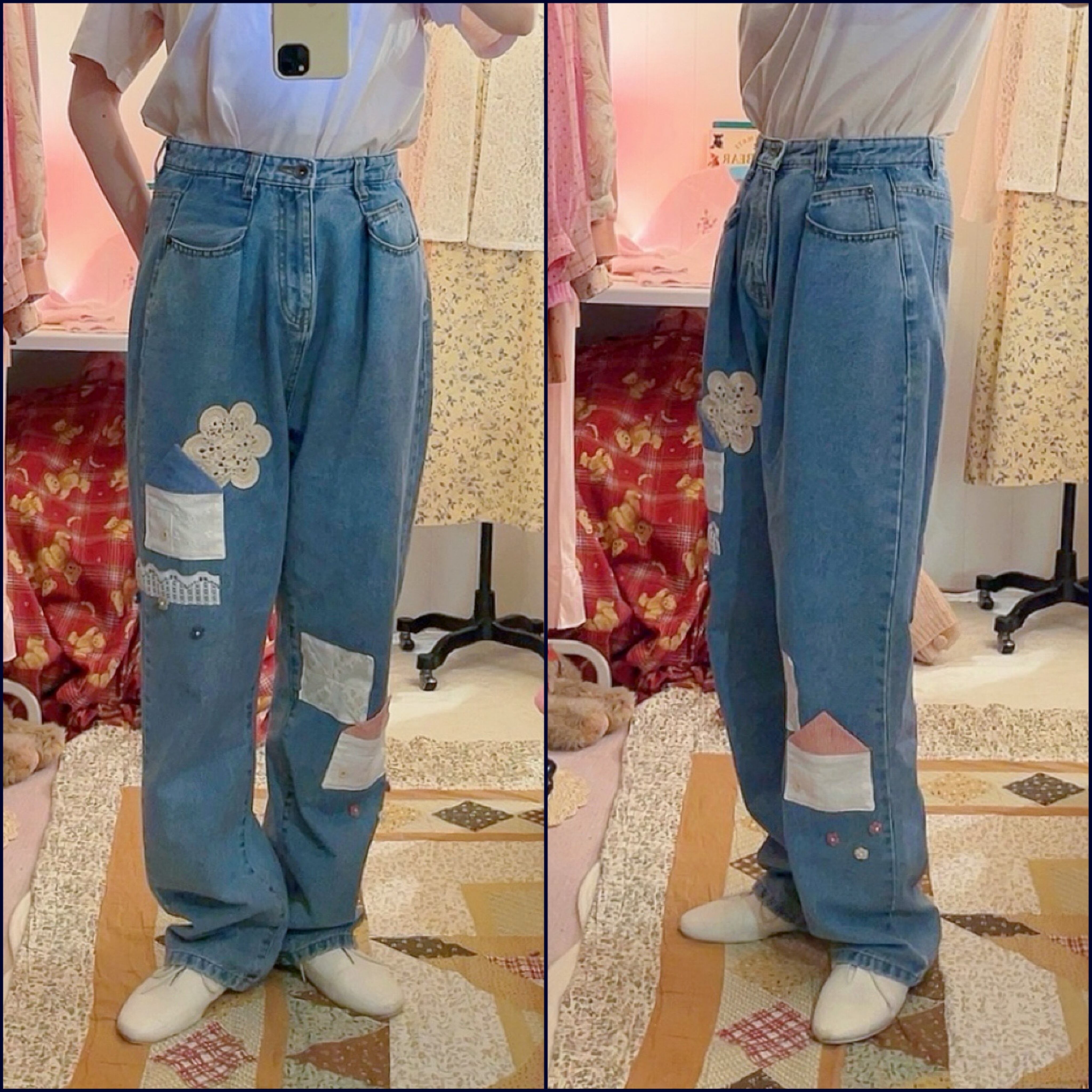 remake ✂︎ dwarf's house apron denim pants