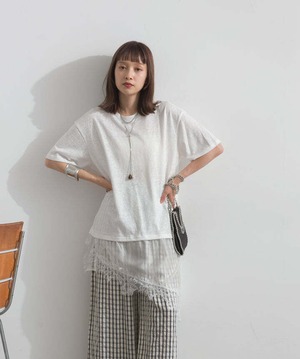 2605142 レースヘムレイヤードカットソー white
