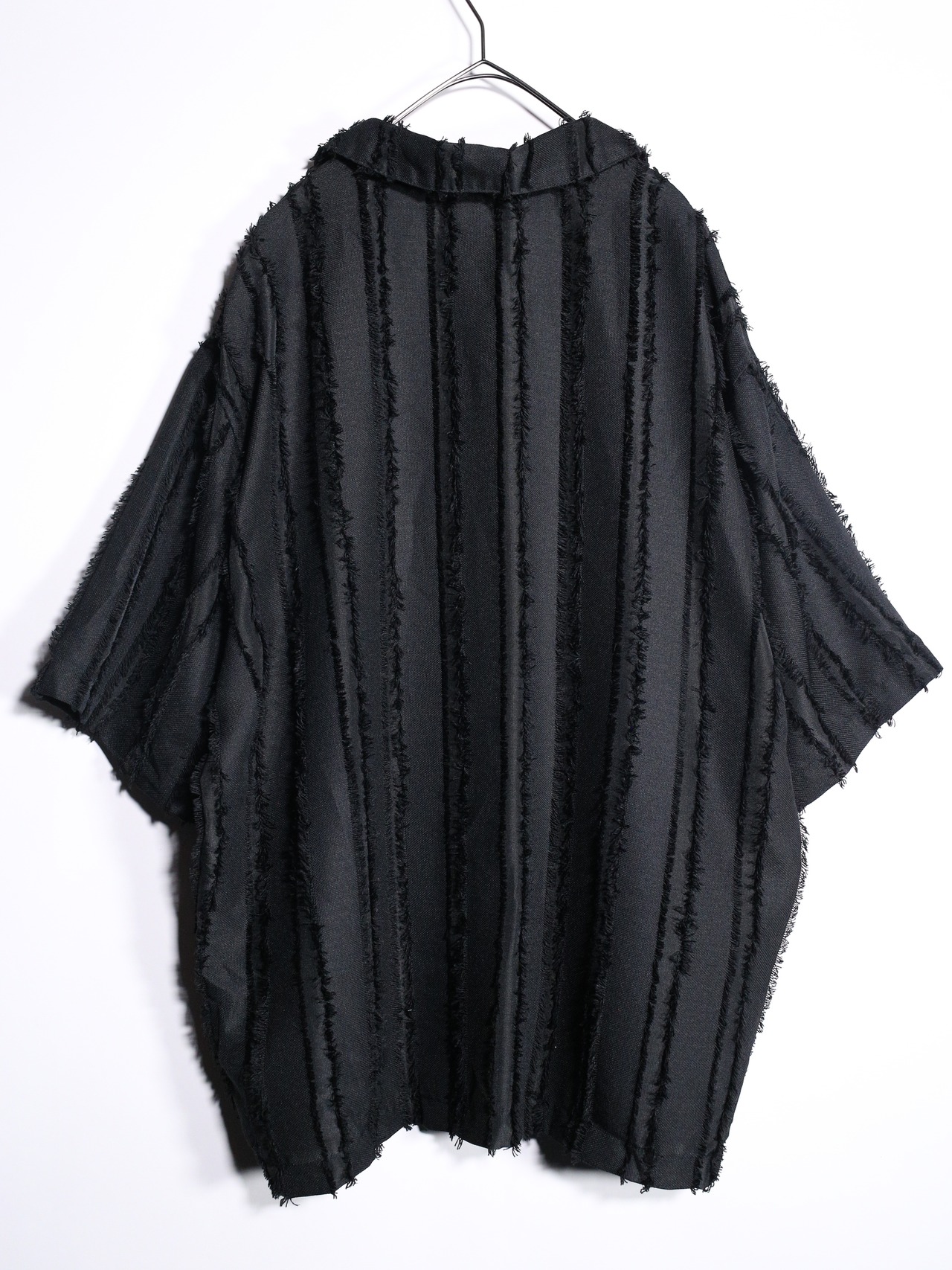 XXL fringe stripe open collar shirt - 13