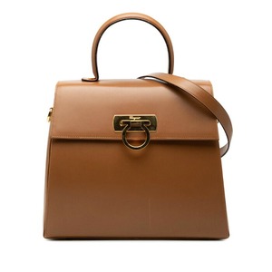 サルヴァトーレフェラガモ ガンチーニ ハンドバッグ ショルダーバッグ 2WAY E210536 ブラウン レザー レディース Salvatore Ferragamo 【中古】