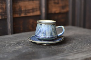 ストライプコーヒーカップ　青（小）