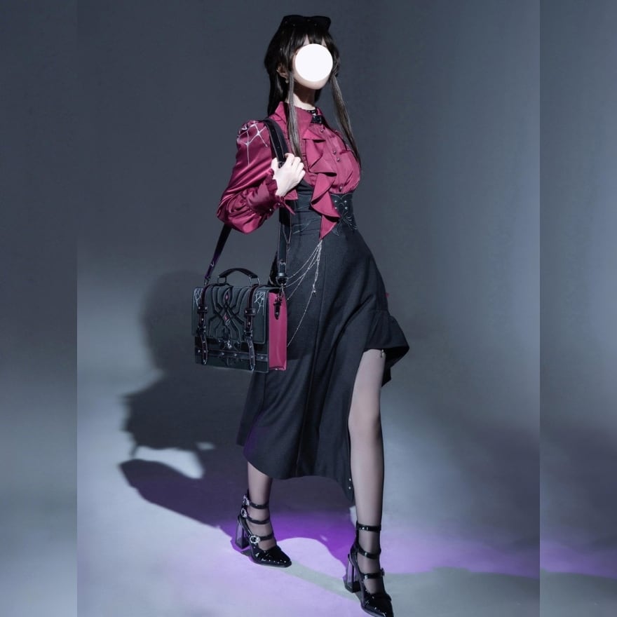 SEASONZ ゴスロリ スカート ロング丈 コルセット スリット 病み可愛い