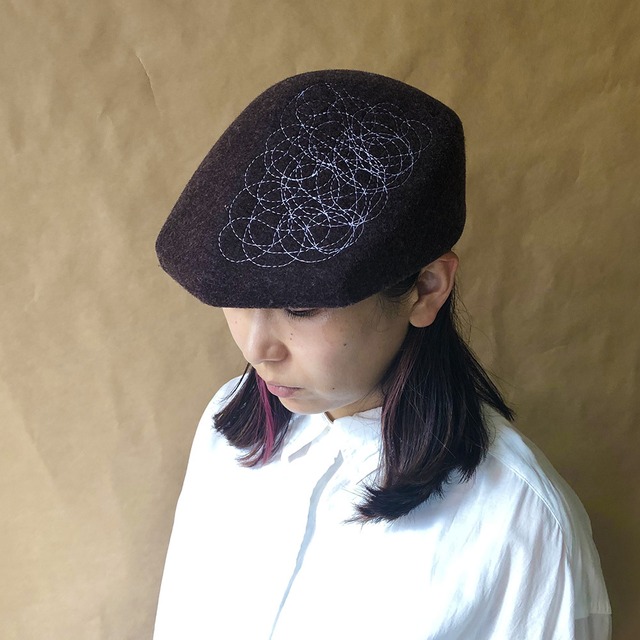 Wool KAKUKAKU FLAT CAP × stitch【受注生産／Build to order】ウール カクカク ハンチング × ステッチ 帽子