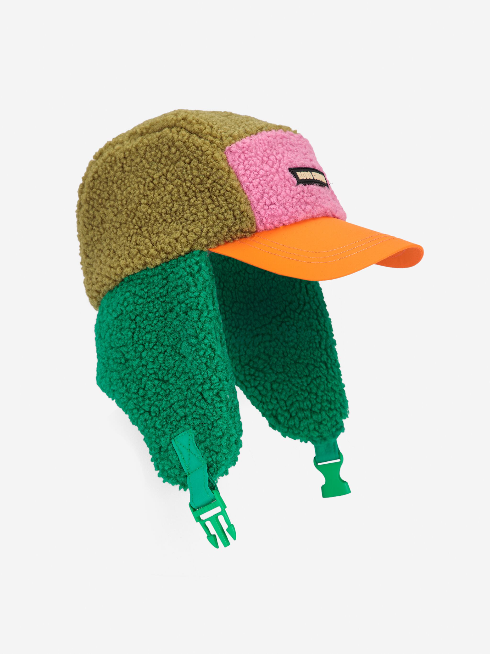 【26AW】BOBOCHOSES(ボボショーズ)Bobo Choses color block sheepskin chapka pink(52cm/54cm)帽子