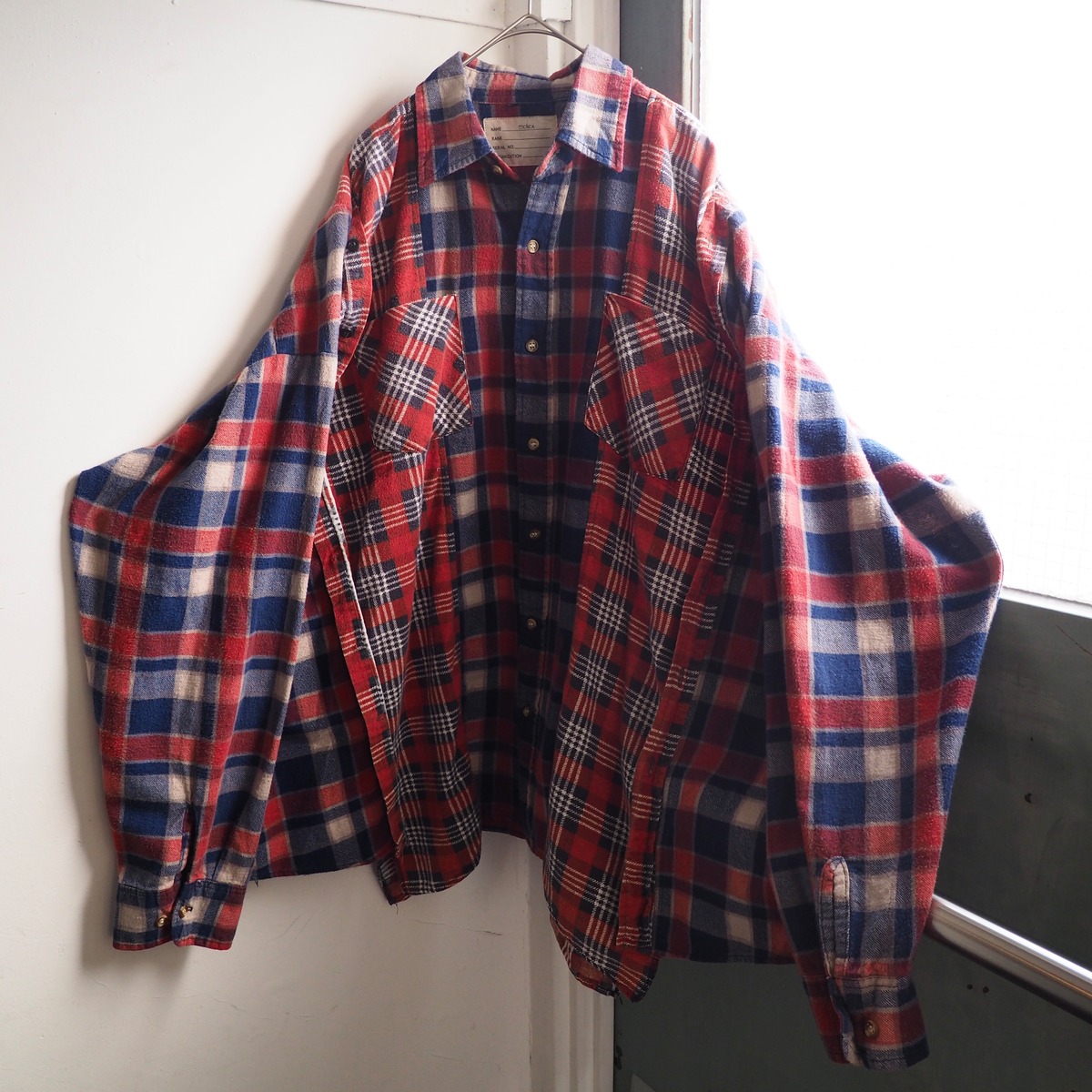 77circa ” ” 再構築 ” Flannel check Docking loose shirt | 古着屋 結々 