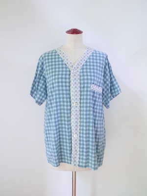 80s Printed Cotton Pajama Top