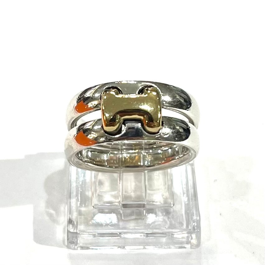 HERMÈS】【14号 54】2729 エルメス H コンビリング Ag925 Au750