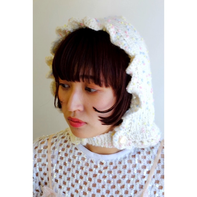 knit hood : ivory 1