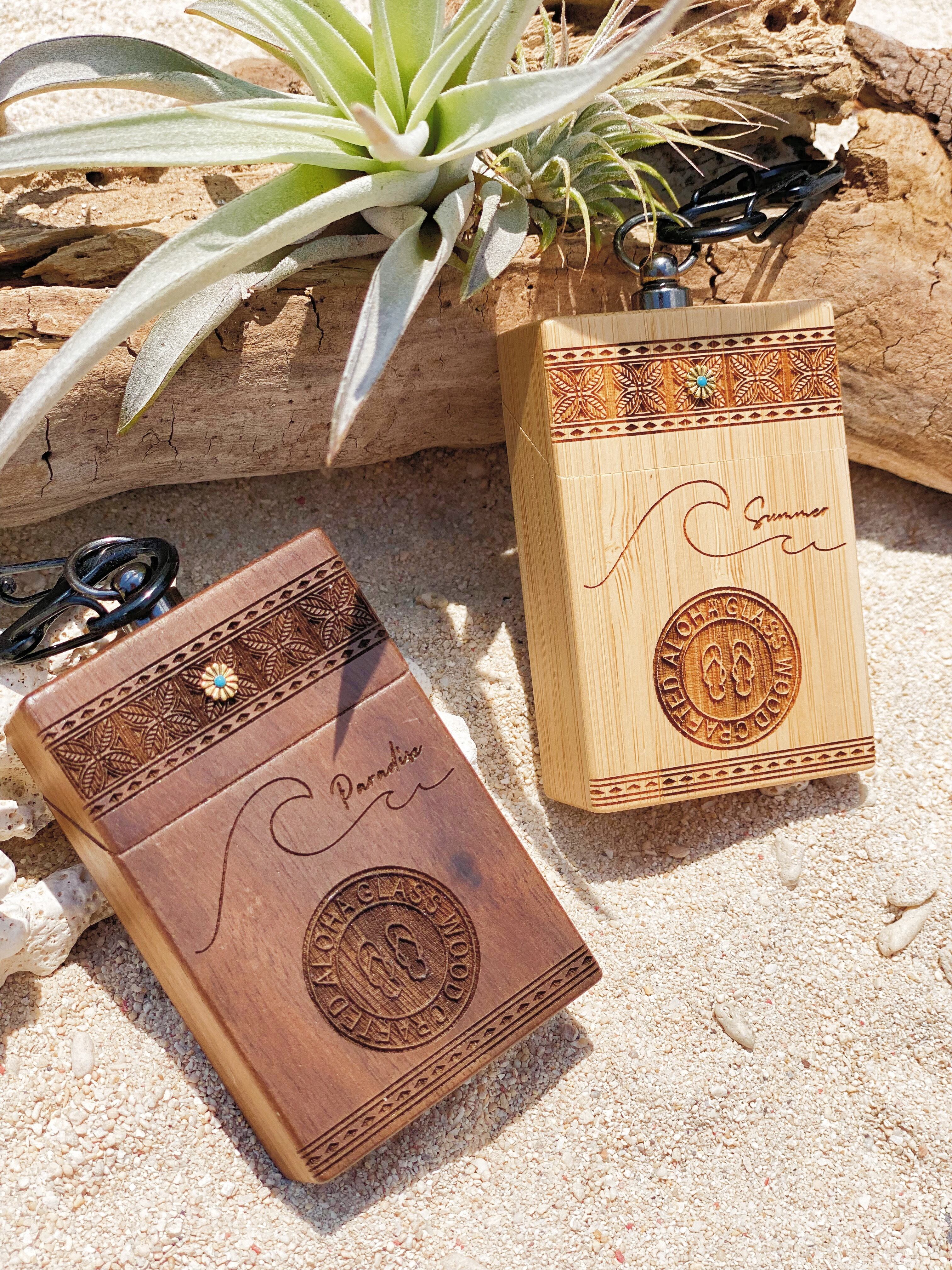 Wood portable ash tray | ALOHA GLASS
