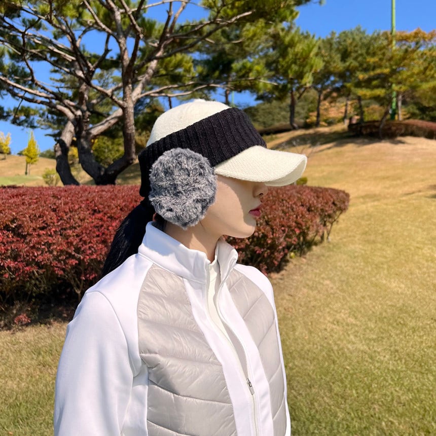 ヘアバンド風ニットファー耳あて(イヤーマフ)