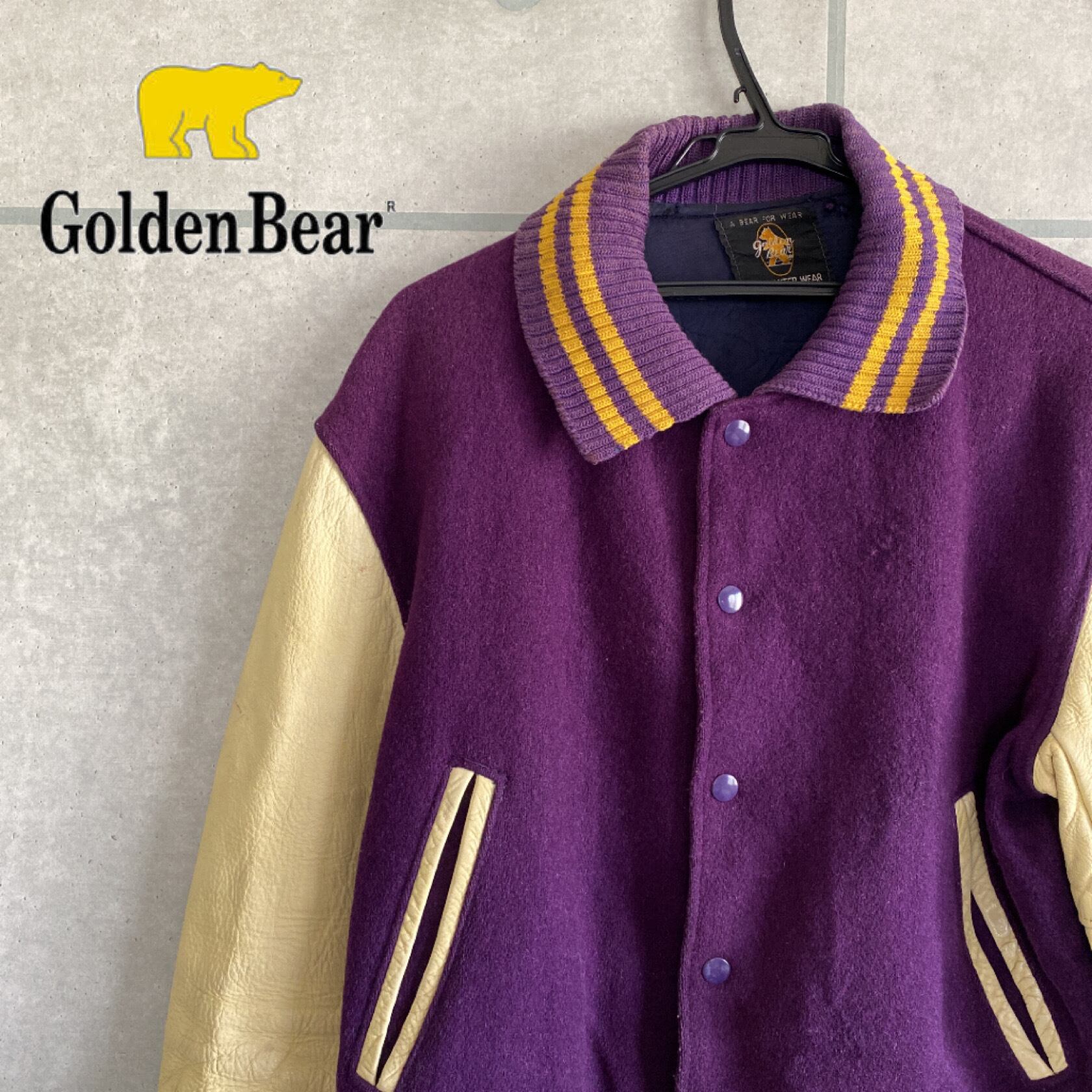 希少 USA製 60s golden bear 襟付き スタジャン 黒タグ | 名前の無い古着屋