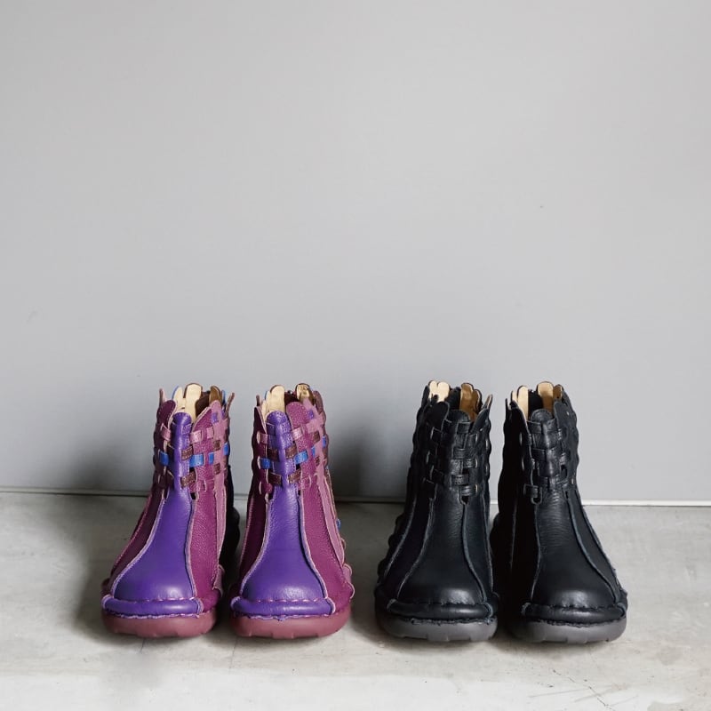 Estacion エスタシオン 編み込みレザーショートブーツ TG223 | CLAIR-U