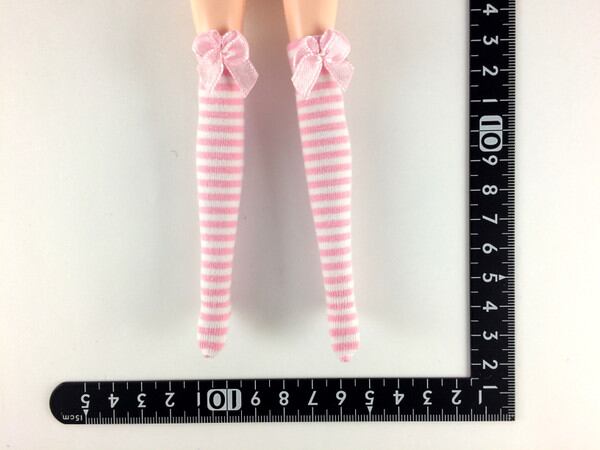 ドールアクセサリ 1/6 女性用 靴下 ストッキング 白桃縞 BS109 - 画像1