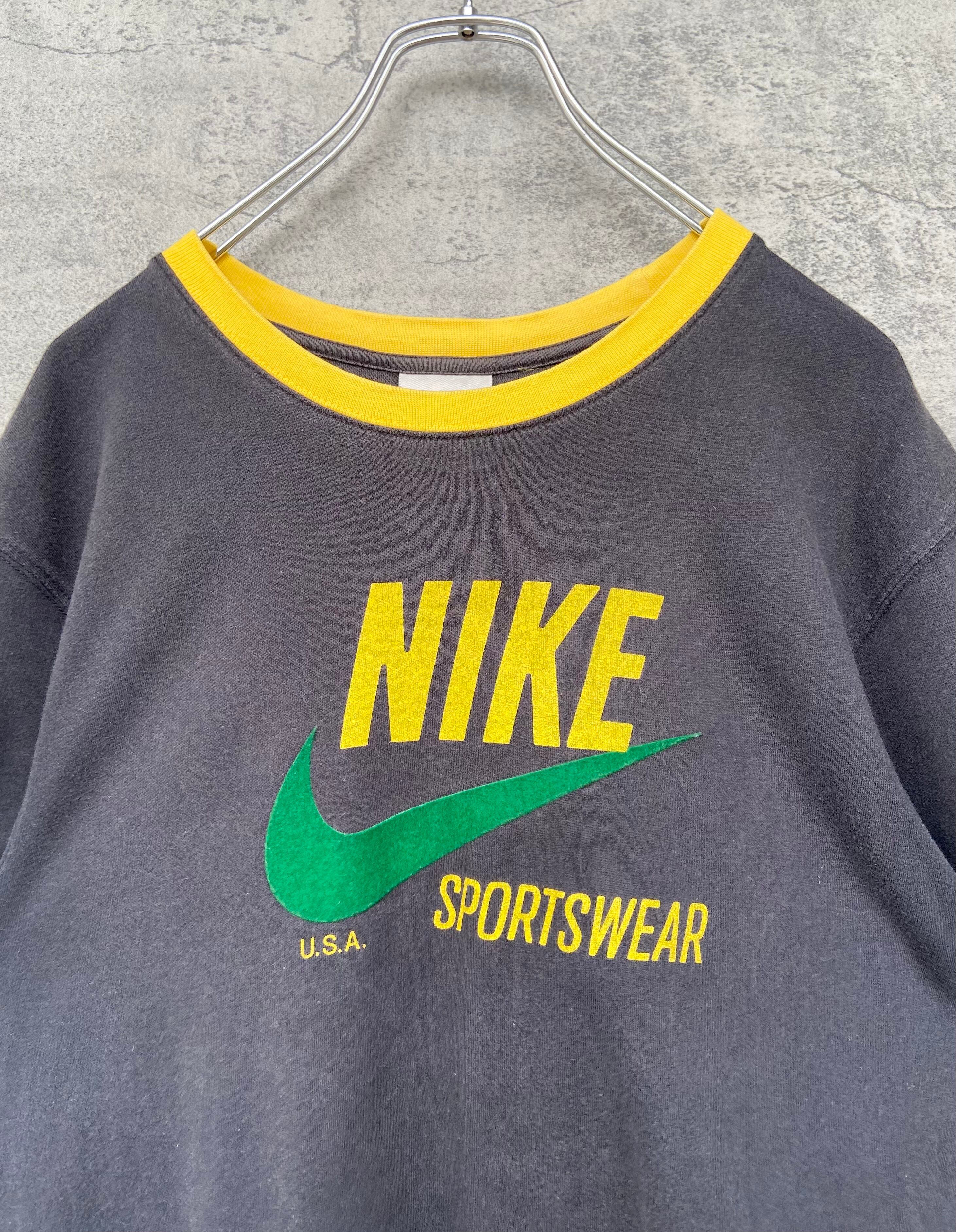 【銀タグ】NIKE ナイキ★刺繍 デカロゴ リンガー スウェット トレーナー