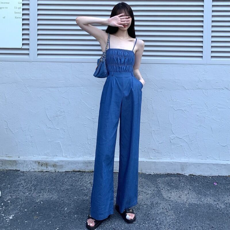 トップス ジャンプスーツ オールインワン オータム薄手ハイウェストウェストルーズワイドレッグ 秋物 ワイドパンツ YY-ファッション20852684789