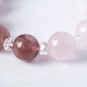 愛と若さを呼ぶ大玉ブレス［ストロベリークォーツ／ローズクォーツ／水晶］