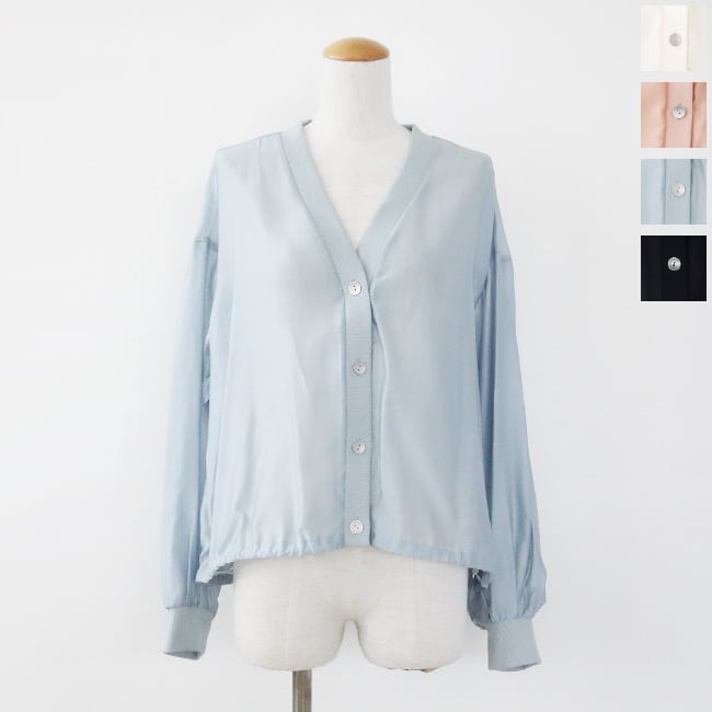 PASSIONE (パシオーネ) ブラウス カーディガン 袖口リブ ドローコード Vネック 616947
