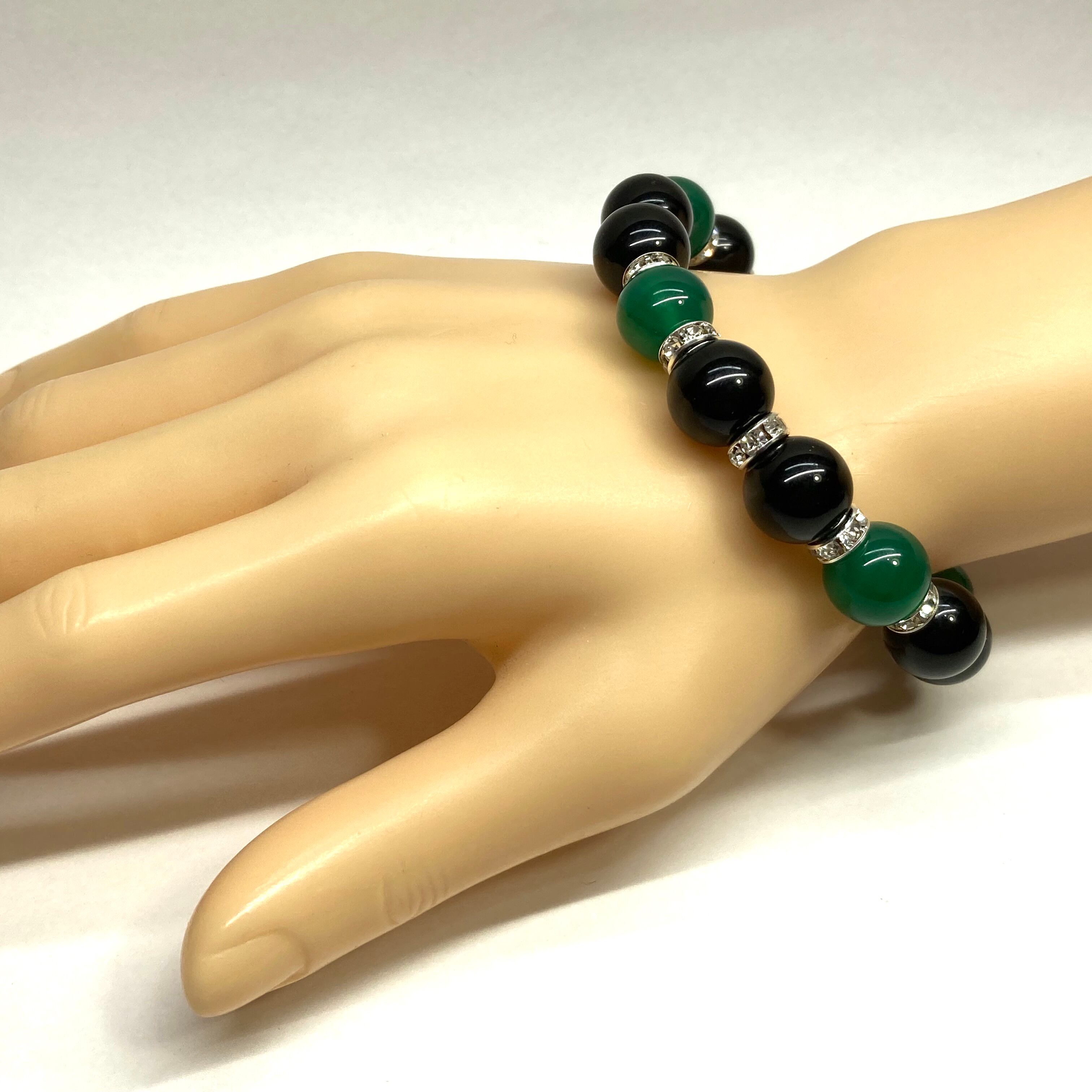 モリオン&緑瑪瑙 パワーストーン ブレスレット 天然石ブレス