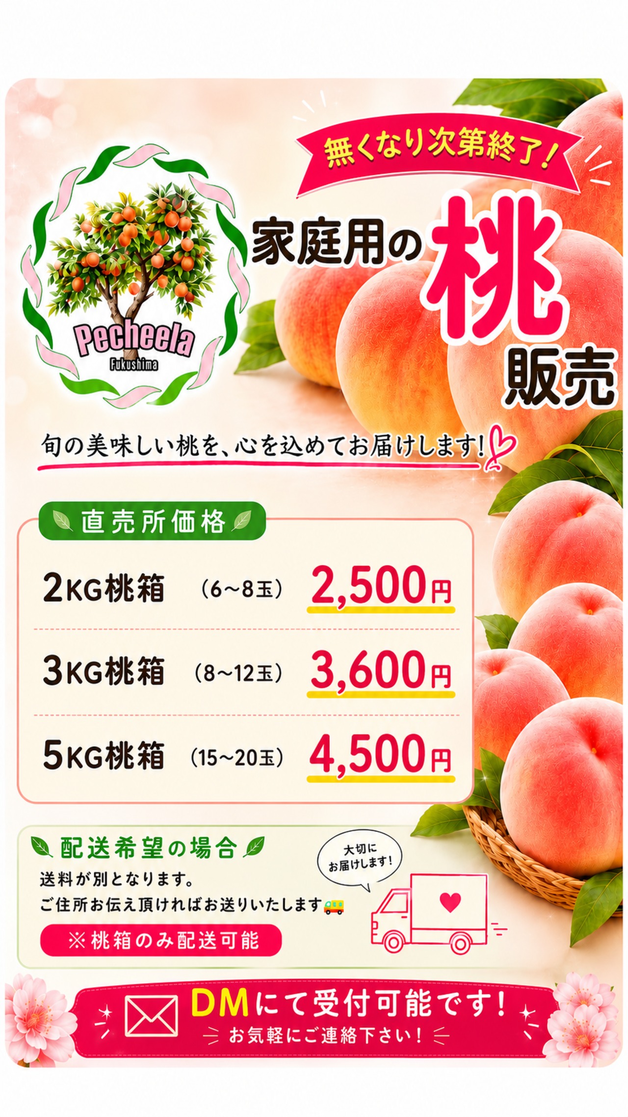 はつひめ 家庭用 3KG | 福島の桃農家 ﾍﾟｼｪｴﾗ