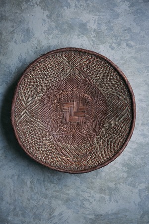 Tonga Basket Flat Basket(Brown) L