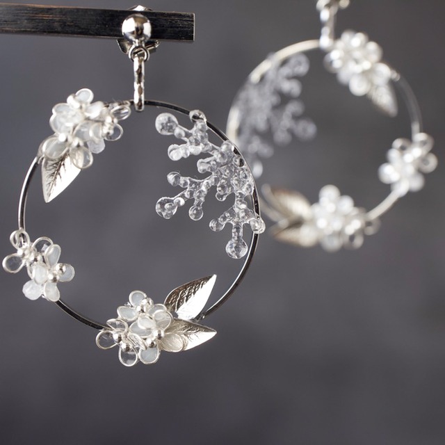 【冬限定】柊の雪化粧 - Silver- | ピアス / イヤリング