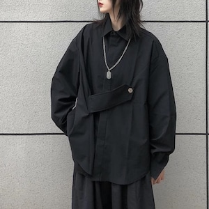 BLACK OVERSIZED DESIGN SHIRT 1color M-6302