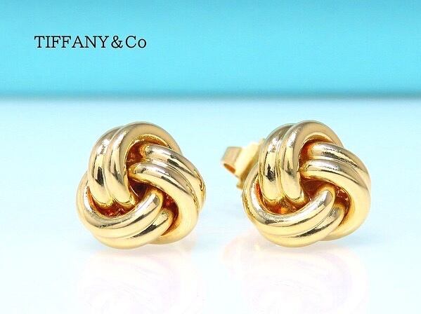 TIFFANY&Co ティファニー 750 シグネチャー ノット ピアス イエロー 