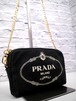 ◆PRADA プラダ CANAPA カナパ ビッグロゴ クロスボディ チェーンストラップ ミニ ショルダー バッグ カメラ バッグ ポーチ ポシェット 黒