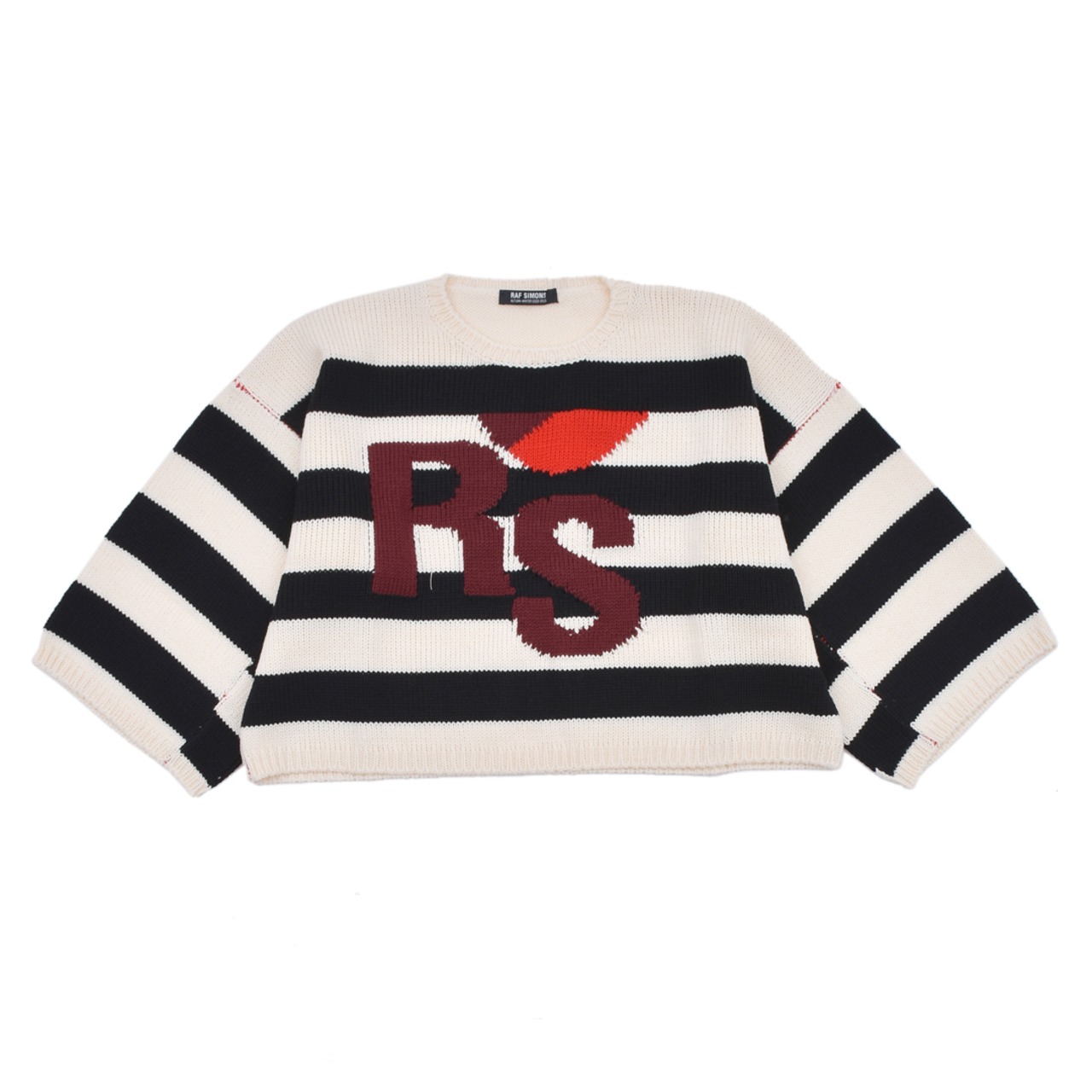 【RAF SIMONS】Loose fit cropped wool jacquard  RS sweater - 1