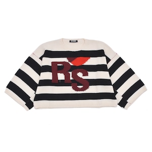【RAF SIMONS】Loose fit cropped wool jacquard  RS sweater