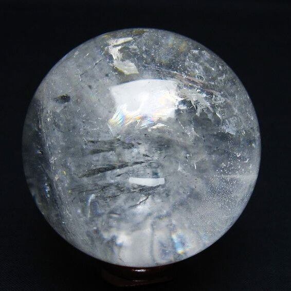 水晶 丸玉 虹入り 59mm スフィア 置物 水晶玉 一点物 151-8798
