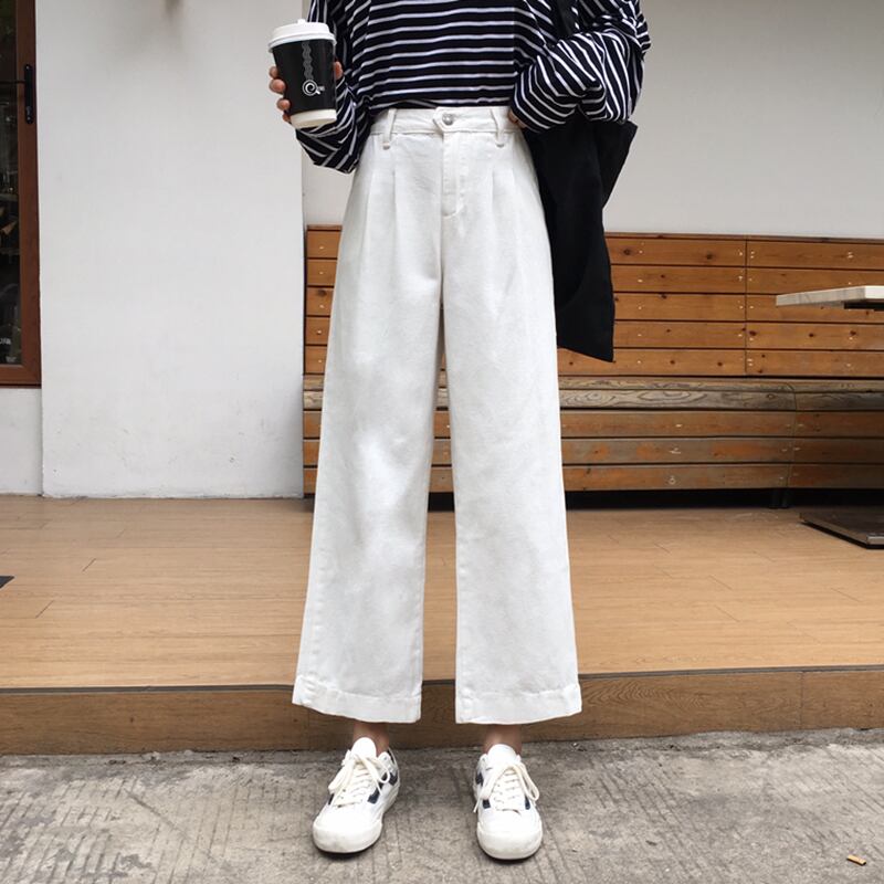 2020年夏新作シンプル原宿ワイルドスチューデントワイドレッグパンツパンツルーズストレートレッグパンツジーンズレディース YY-ファッション55587867352