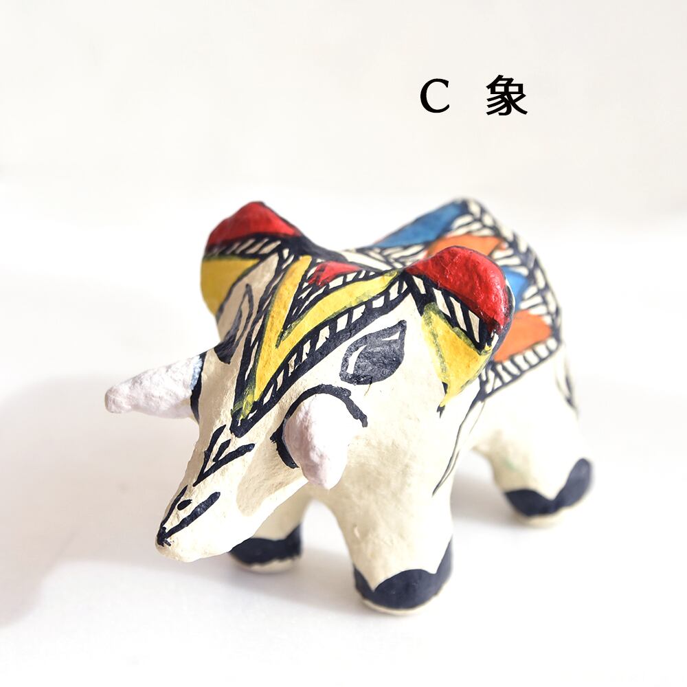 インド マドゥバニ (ミティラー) アート ペーマーマッシュの置き物