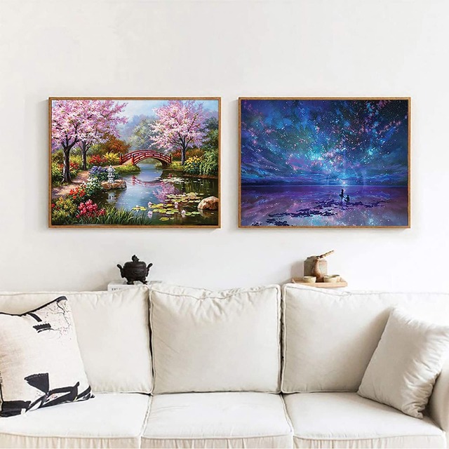 Amyaker ダイヤモンドアート キット ダイアモンドビーズ絵画キット DIY 手作り絵画 手芸キット モザイクアート 5D モザイクアート ダイヤモンド塗装 全面貼り付けタイプ 30x40cm 春の風景