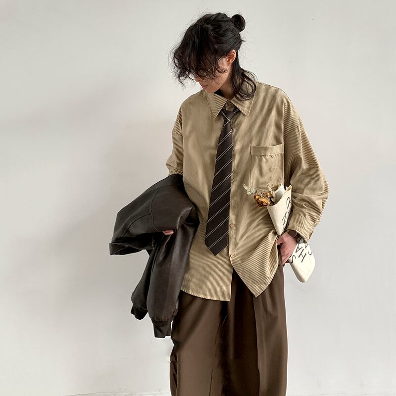 jiwuus焦茶色の斜線柄ネクタイ | mblueshop
