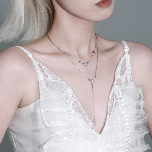 Star motif layered necklace C1253