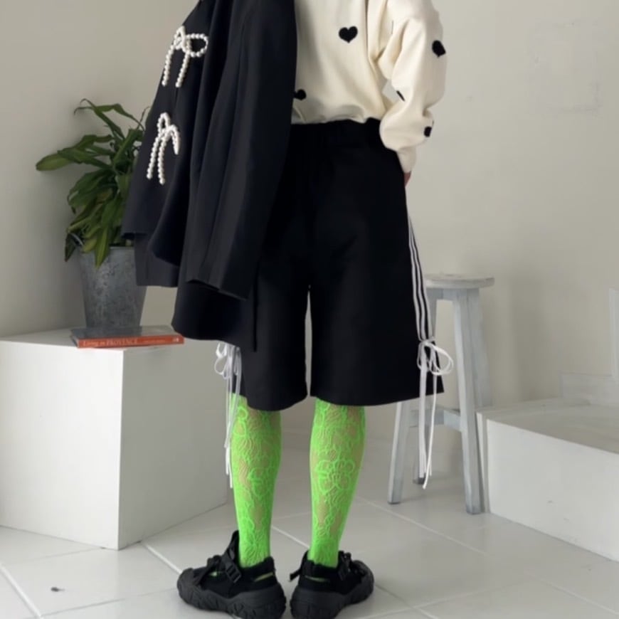 リボンサイドラインジャージハーフパンツ_LN02720 | lanan(ラナン)