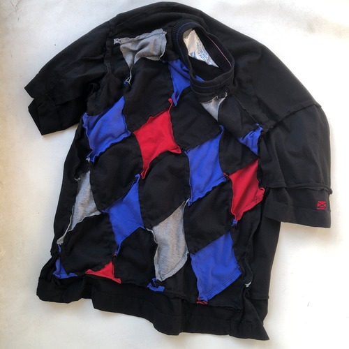 HANDMADE PATCHWORK ARGYLE T BK x HG x BL x RD