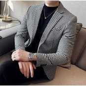 plaid blazer men suit jacket 00215