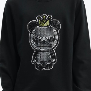 送料無料【HIPANDA ハイパンダ】メンズ キングパンダ ラインストーン クルーネック スウェット トレーナー MEN'S RHINESTONE KING HIPANDA LOGO CREW NECK SWEAT SHIRT / BLACK