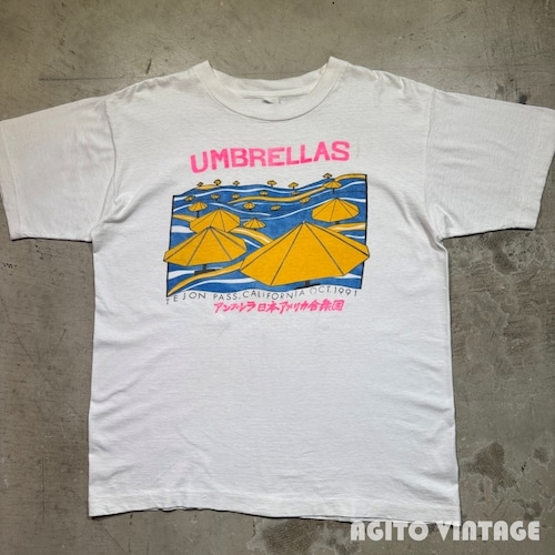 90's Christo and Jeanne-Claude”1991 UMBRELLAS PRPJECT” アートTee 染込みプリント L相当 希少 ヴィンテージ BA-2963 RM3384H