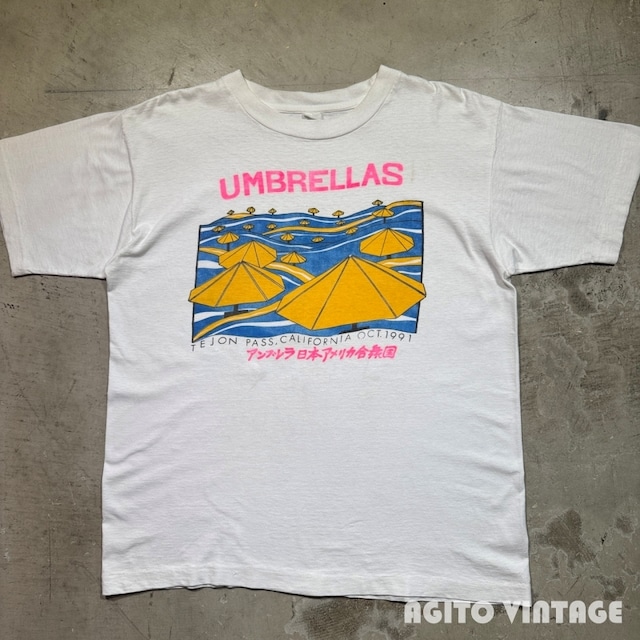 90's Christo and Jeanne-Claude”1991 UMBRELLAS PRPJECT” アートTee 染込みプリント L相当 希少 ヴィンテージ BA-2963 RM3384H