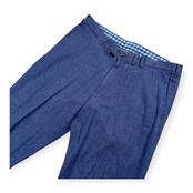 PAPAS パパス コットン リネン混 スラックスパンツ サイズ 50 L /ブルー系/麻混/ストレッチ/メンズ/日本製