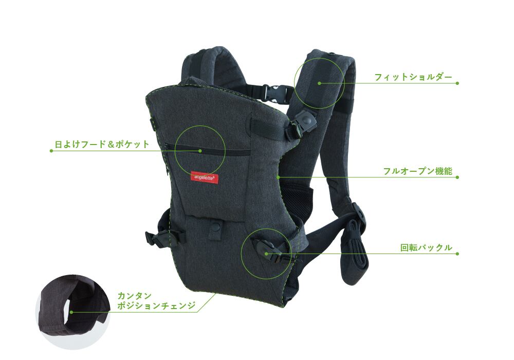 アンジェレッテ angelette ベビーキャリア オン ネイビー 完備品 LUCKY