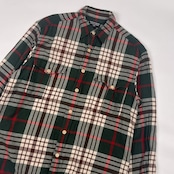 90s POLO JEANS CO. RALPH LAUREN ラルフローレン チェック ダブルポケット 長袖 ネルシャツ M/グリーン×レッド系 メンズ ビンテージ
